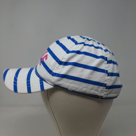 Old Navy Women's Stretchy Hat Blue White Striped Size L Graphic LOVE Logo - Picture 3 of 8